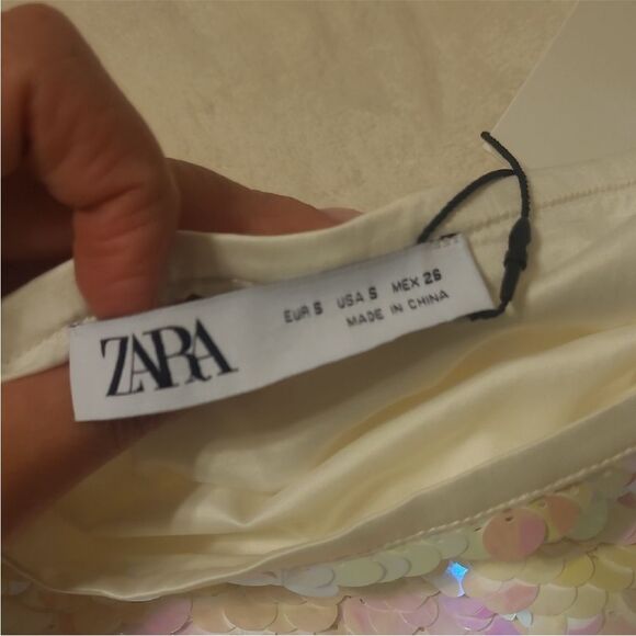 Zara white Sequin mini Skirt - Picture 9 of 11